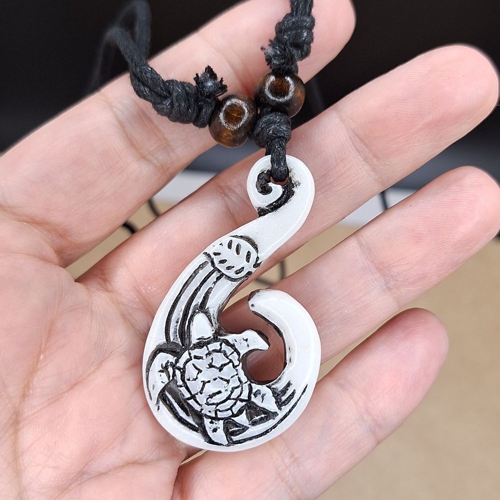 Turtle Hawaiian fish hook necklace adjustable Tribal pendant nautical jewelry